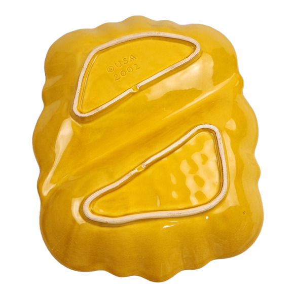 California Art Pottery Divided Platter Yellow/Orang/Fruit Hand Painted USA - Picture 3 of 3
